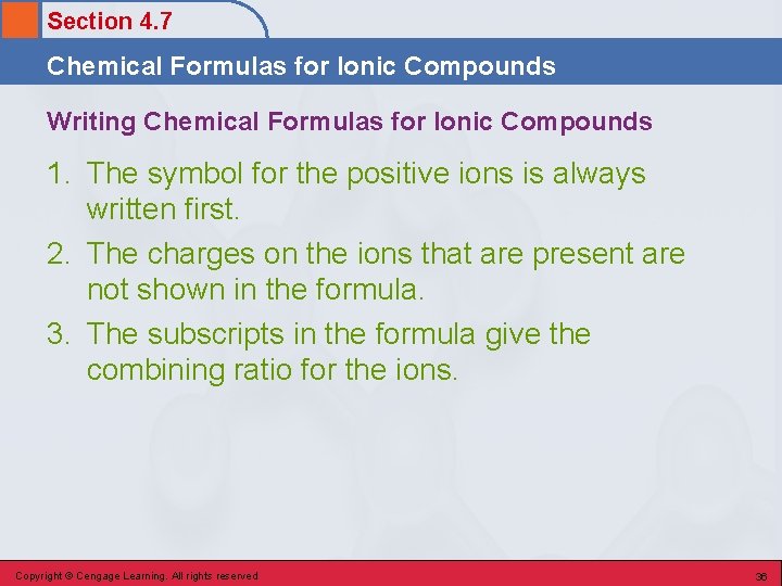Section 4. 7 Chemical Formulas for Ionic Compounds Writing Chemical Formulas for Ionic Compounds