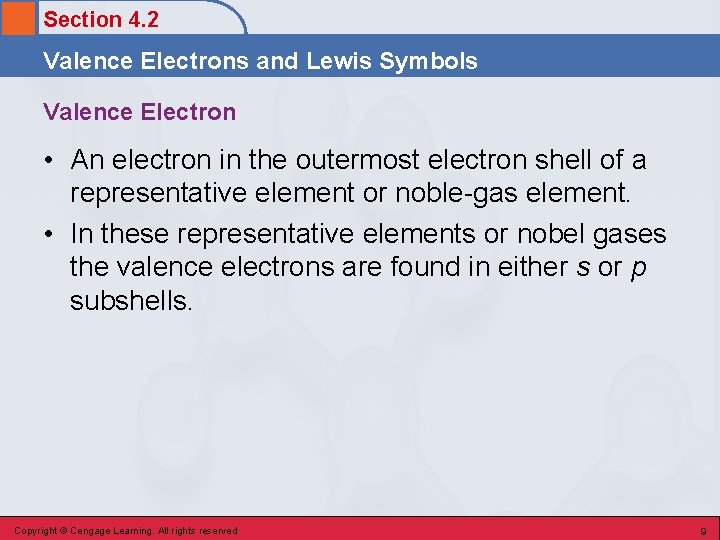 Section 4. 2 Valence Electrons and Lewis Symbols Valence Electron • An electron in