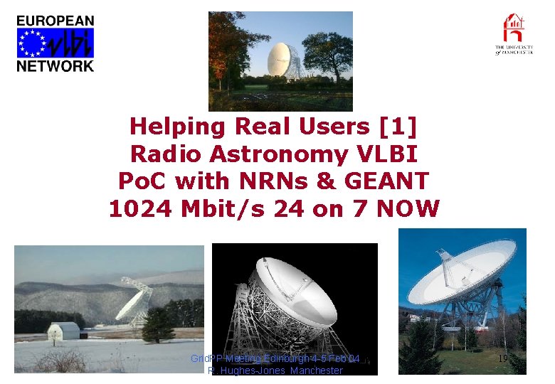 Helping Real Users [1] Radio Astronomy VLBI Po. C with NRNs & GEANT 1024