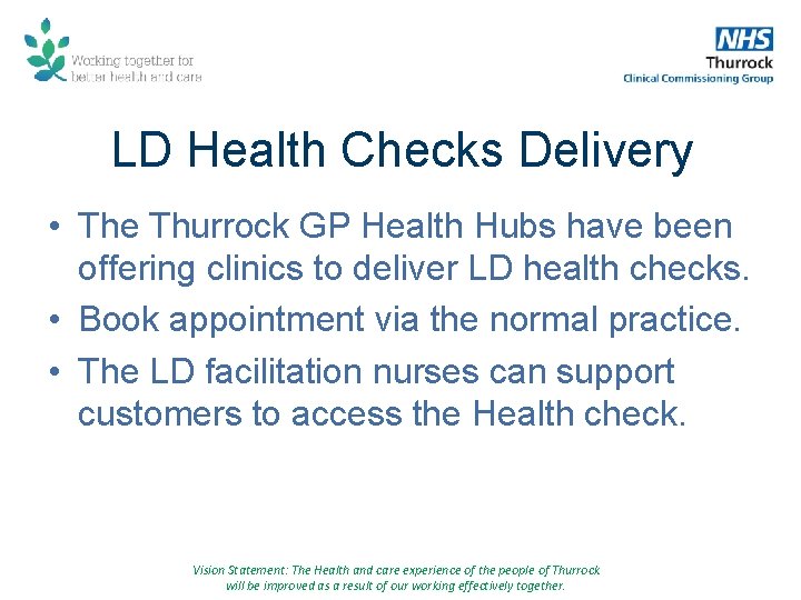 Learning Disabilities Health Checks Achievements 2018 Expectations 2019