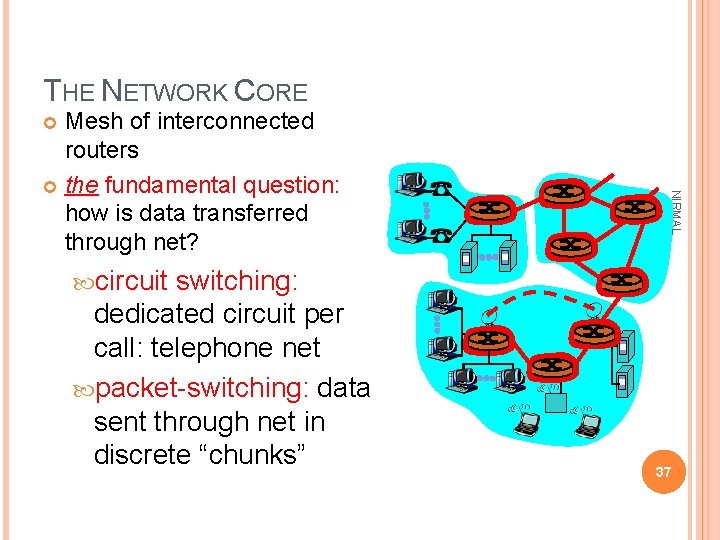 THE NETWORK CORE Mesh of interconnected routers the fundamental question: how is data transferred