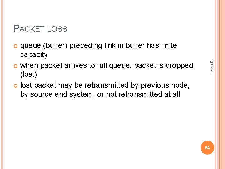 PACKET LOSS queue (buffer) preceding link in buffer has finite capacity when packet arrives