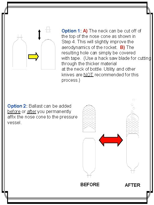 Option 1: A) The neck can be cut off of the top of the