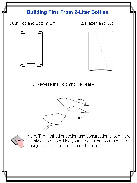 Building Fins From 2 -Liter Bottles 1. Cut Top and Bottom Off 2. Flatten