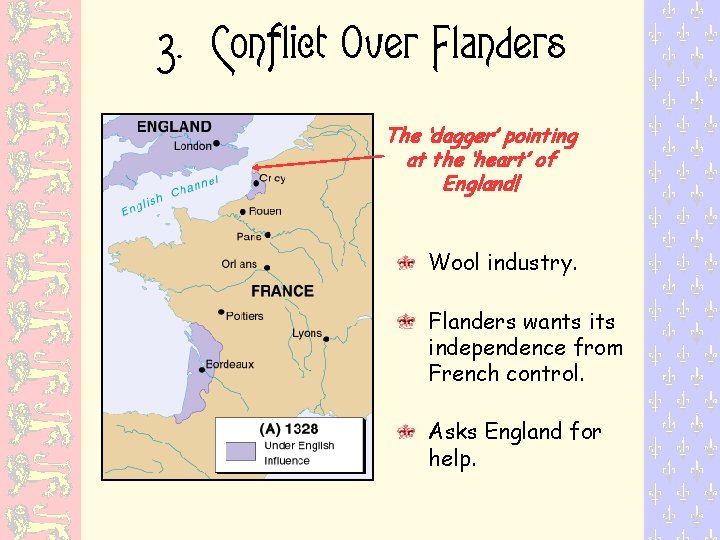3. Conflict Over Flanders The ‘dagger’ pointing at the ‘heart’ of England! Wool industry.
