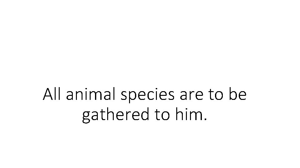 All animal species are to be gathered to him. 