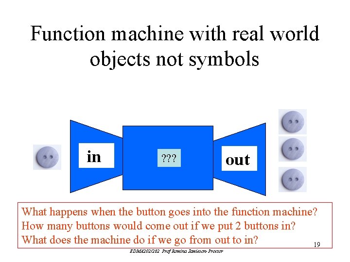 Function machine with real world objects not symbols in ? ? ? out What Function machine with real world objects not symbols in ? ? ? out What