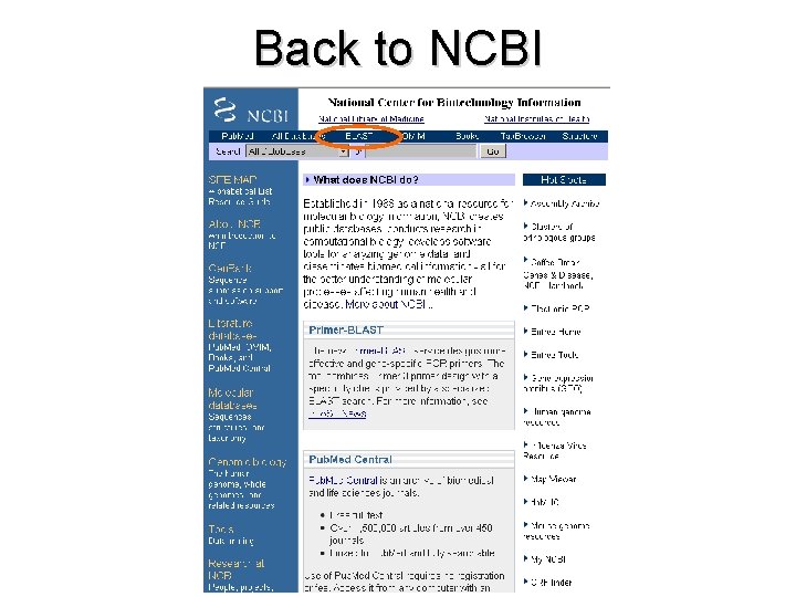 Back to NCBI 