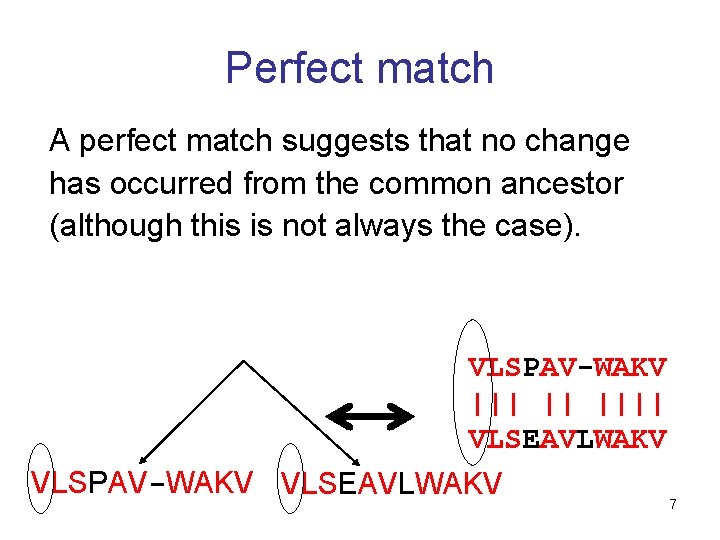 Perfect match A perfect match suggests that no change has occurred from the common