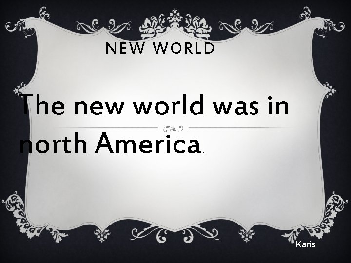 NEW WORLD The new world was in north America. Karis 
