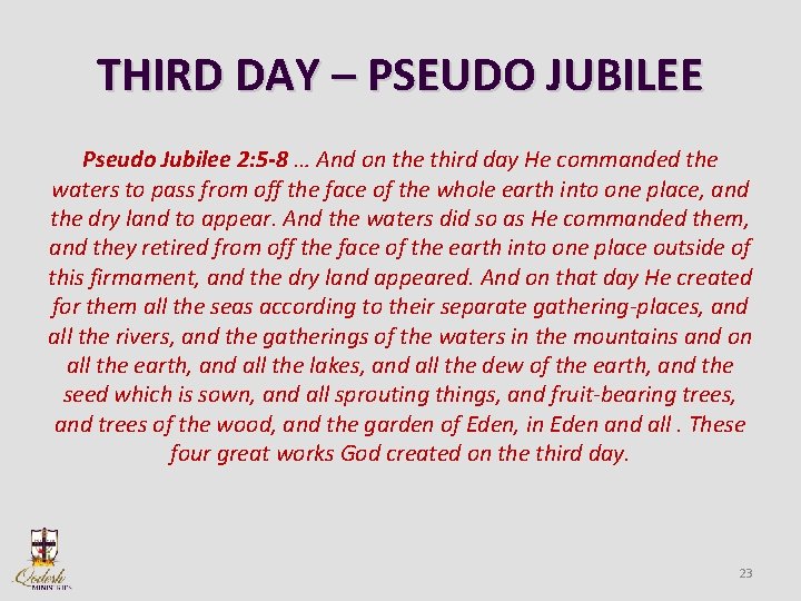 THIRD DAY – PSEUDO JUBILEE Pseudo Jubilee 2: 5 -8 … And on the