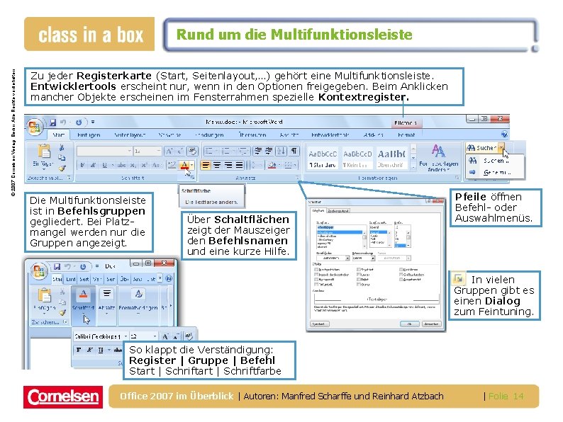 © 2007 Cornelsen Verlag, Berlin. Alle Rechte vorbehalten. Rund um die Multifunktionsleiste Zu jeder