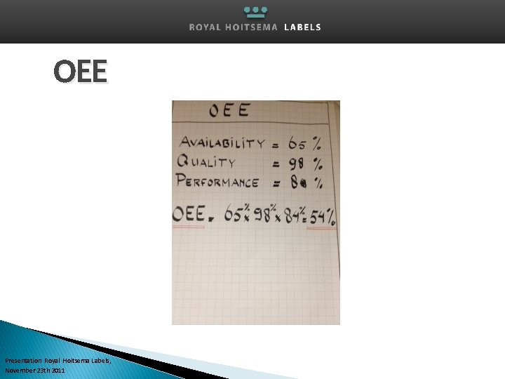 OEE Presentation Royal Hoitsema Labels, November 23 th 2011 
