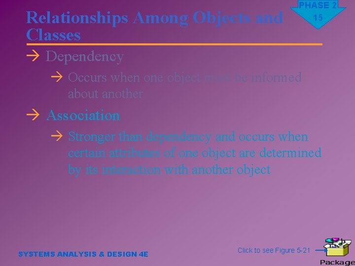 Relationships Among Objects and Classes PHASE 2 15 à Dependency à Occurs when one