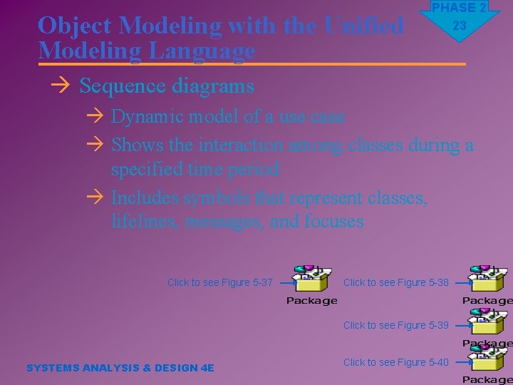 Object Modeling with the Unified Modeling Language PHASE 2 23 à Sequence diagrams à