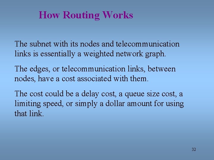 How Routing Works The subnet with its nodes and telecommunication links is essentially a