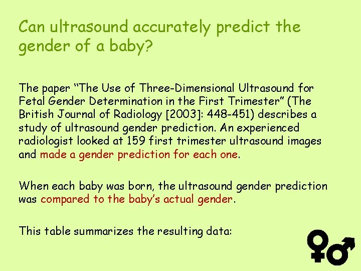 Can ultrasound accurately predict the gender of a baby? The paper “The Use of