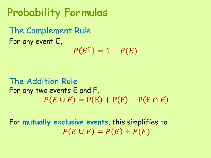 Probability Formulas • 