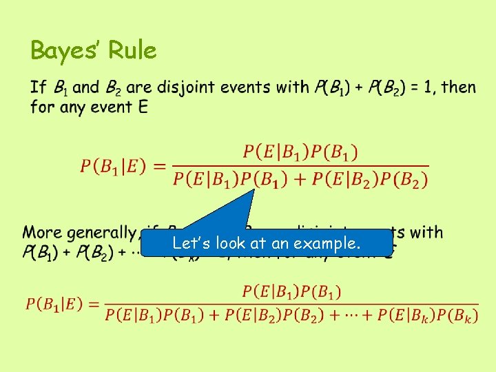 Bayes’ Rule • Let’s look at an example. 