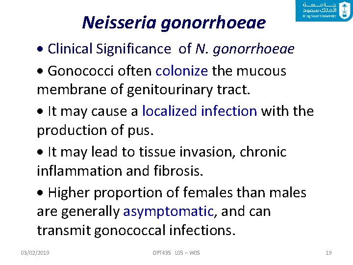 Neisseria gonorrhoeae Clinical Significance of N. gonorrhoeae Gonococci often colonize the mucous membrane of