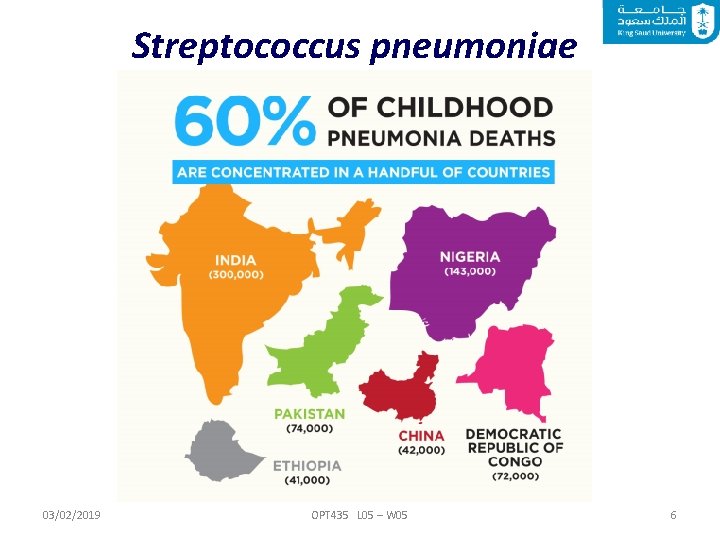Streptococcus pneumoniae 03/02/2019 OPT 435 L 05 – W 05 6 