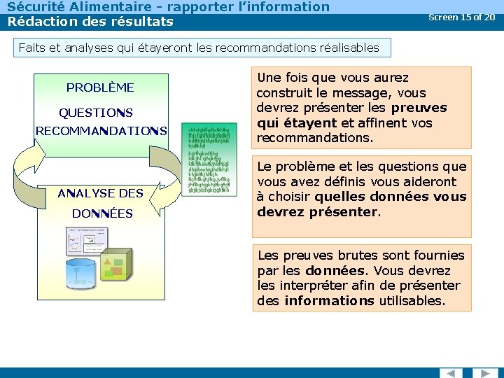 Sécurité Alimentaire - rapporter l’information Rédaction des résultats Screen 15 of 20 Faits et