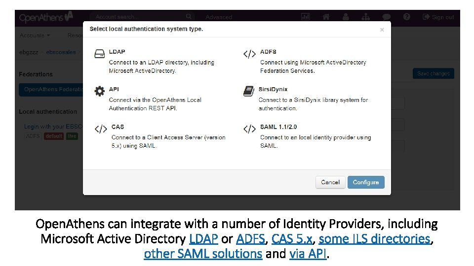The Open Athens Admin Dashboard provides a highlevel