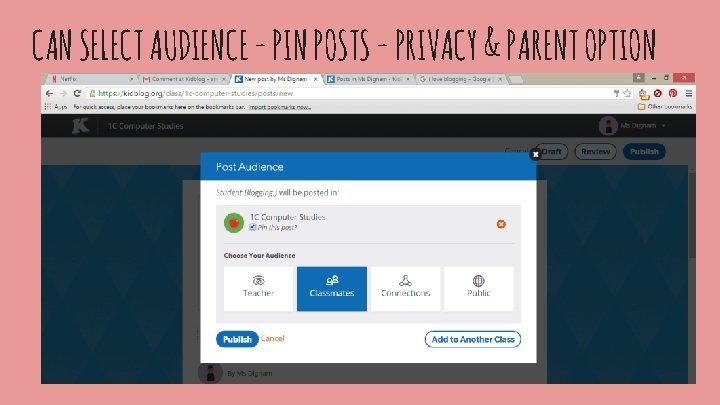 CAN SELECT AUDIENCE - PIN POSTS - PRIVACY & PARENT OPTION 