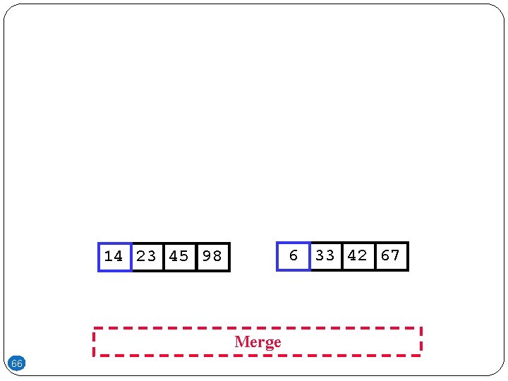 6 33 42 67 14 23 45 98 Merge 66 6 33 42 67 14 23 45 98 Merge 66