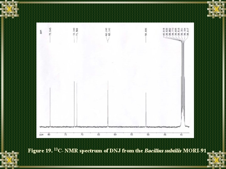 Figure 19. 13 C- NMR spectrum of DNJ from the Bacillus subtilis MORI-91 