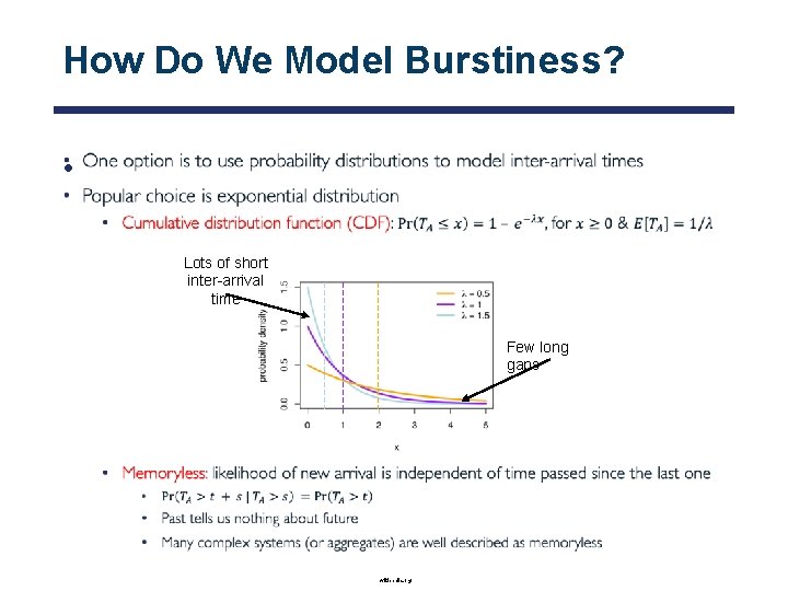 How Do We Model Burstiness? • Lots of short inter-arrival time Few long gaps