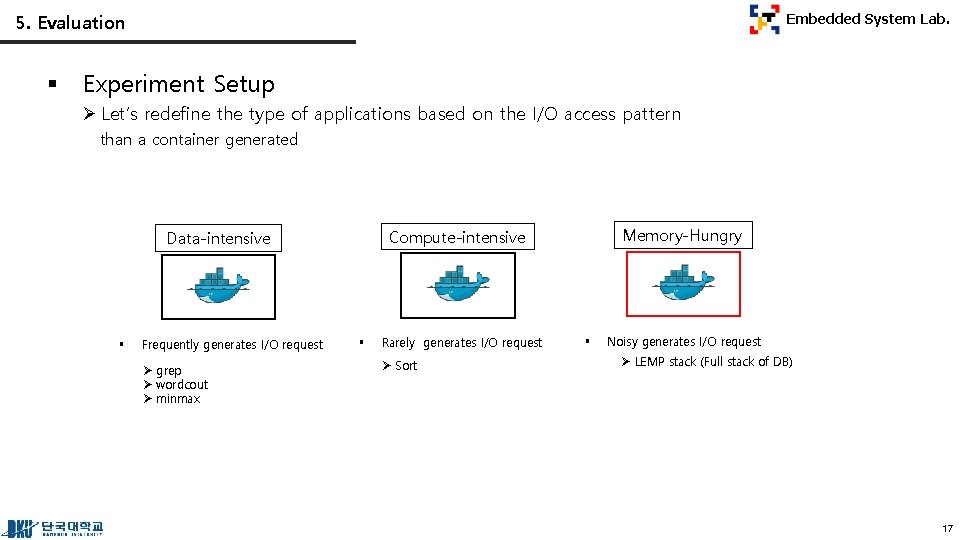 5. Evaluation § Embedded System Lab. Experiment Setup Ø Let’s redefine the type of