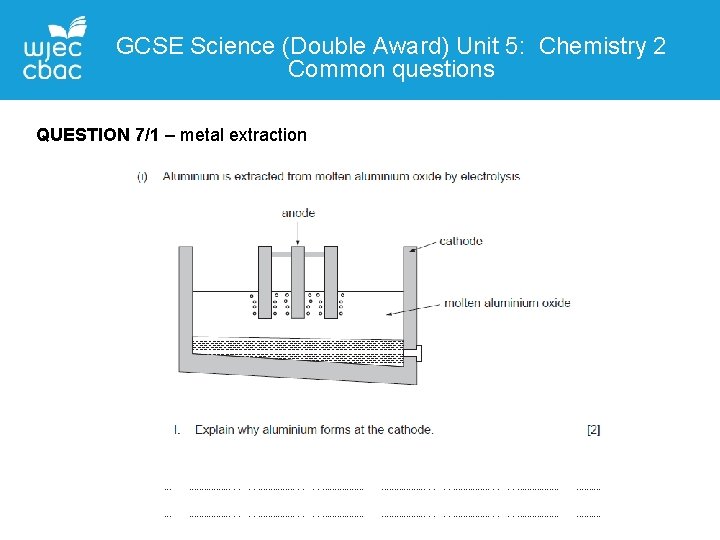 GCSE Science (Double Award) Unit 5: Chemistry 2 Common questions QUESTION 7/1 – metal