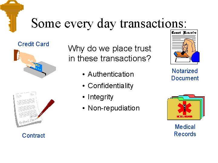 Some every day transactions: Credit Card Why do we place trust in these transactions?