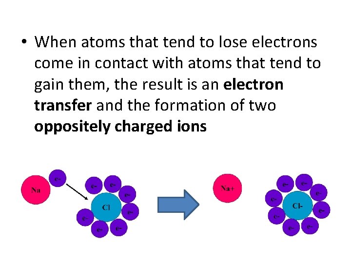  • When atoms that tend to lose electrons come in contact with atoms