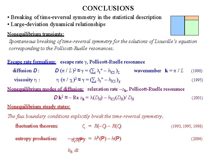 CONCLUSIONS • Breaking of time-reversal symmetry in the statistical description • Large-deviation dynamical relationships