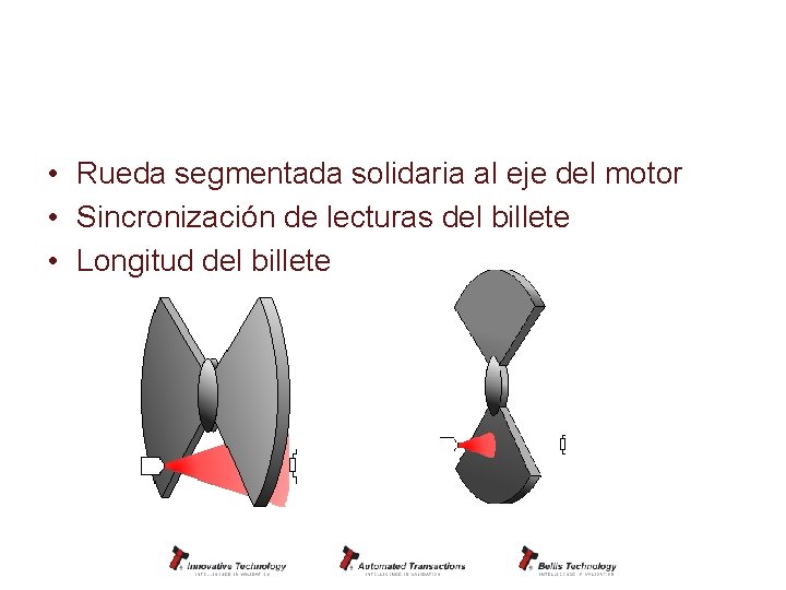 Daisy wheel • Rueda segmentada solidaria al eje del motor • Sincronización de lecturas