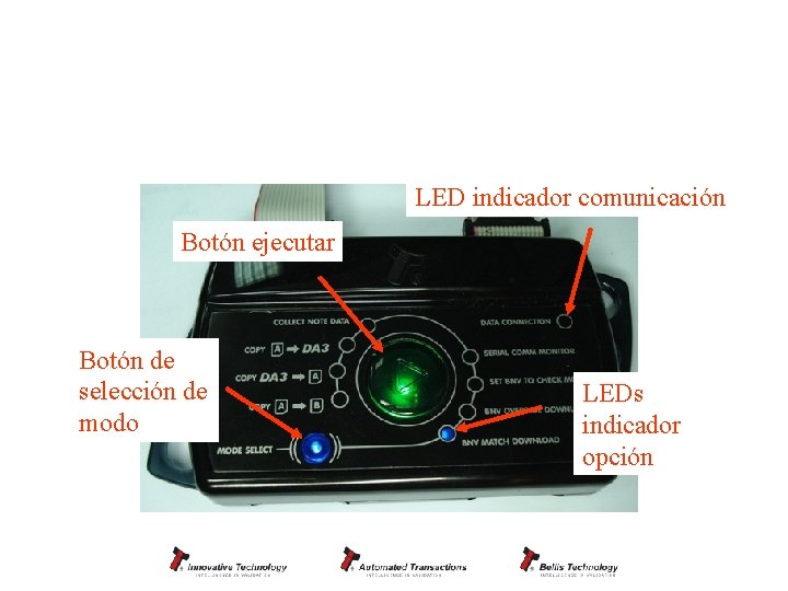 DA 3 KIT – botones y leds LED indicador comunicación Botón ejecutar Botón de