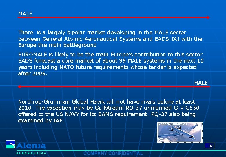 MALE There is a largely bipolar market developing in the MALE sector between General MALE There is a largely bipolar market developing in the MALE sector between General