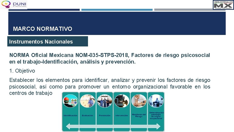 MARCO NORMATIVO Instrumentos Nacionales NORMA Oficial Mexicana NOM-035 -STPS-2018, Factores de riesgo psicosocial en