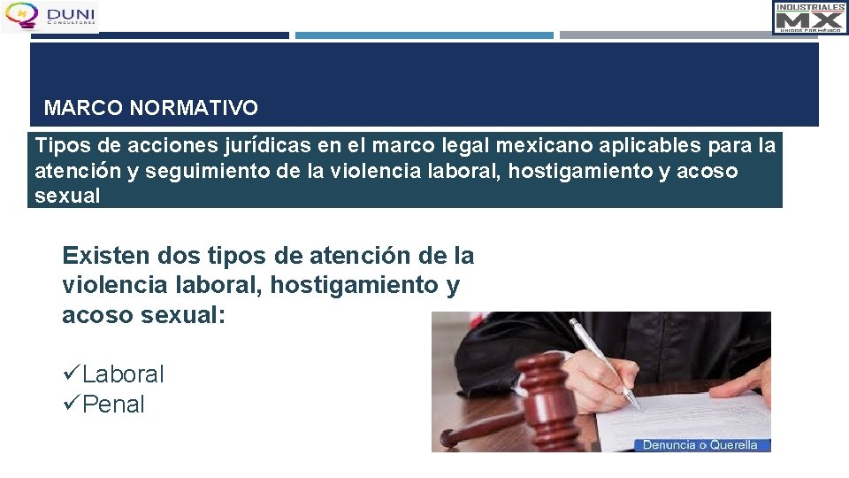 MARCO NORMATIVO Tipos de acciones jurídicas en el marco legal mexicano aplicables para la