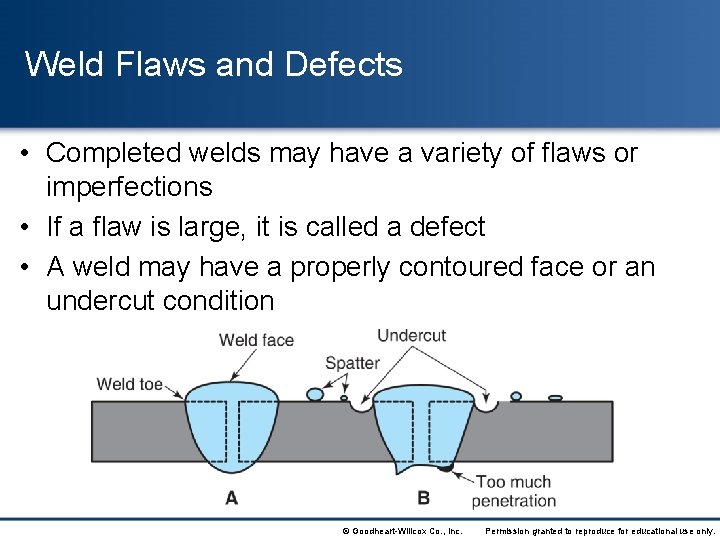 Weld Flaws and Defects • Completed welds may have a variety of flaws or