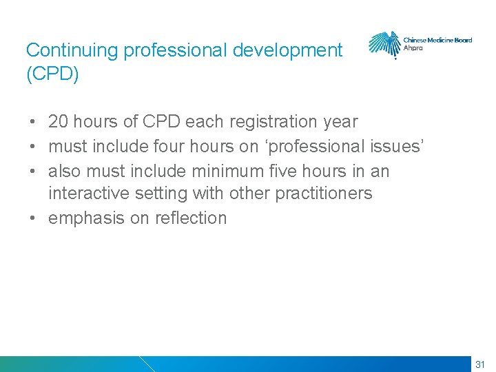 RMIT Classification: Trusted Continuing professional development (CPD) • 20 hours of CPD each registration