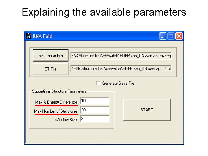 Explaining the available parameters 