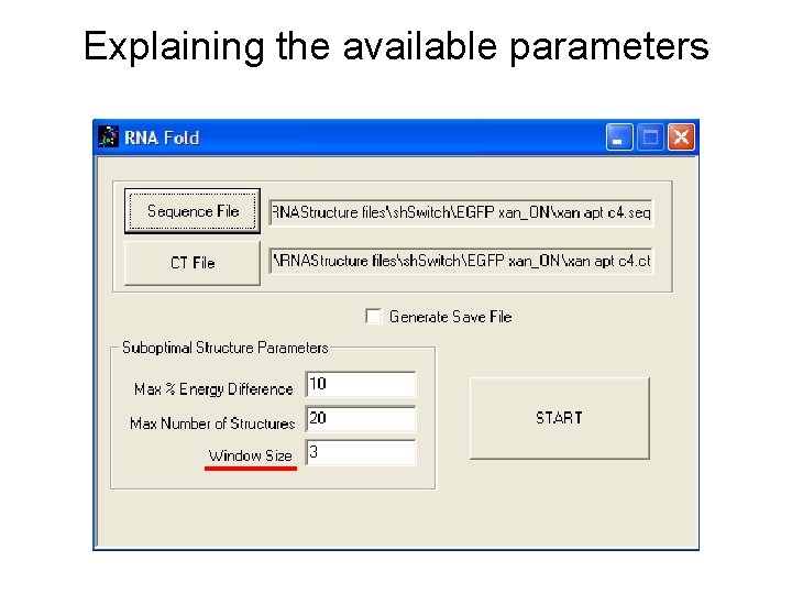 Explaining the available parameters 