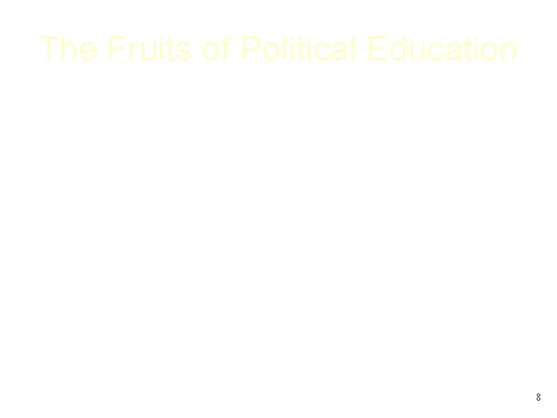 The Fruits of Political Education • Voter participation has not increased alongside time spent
