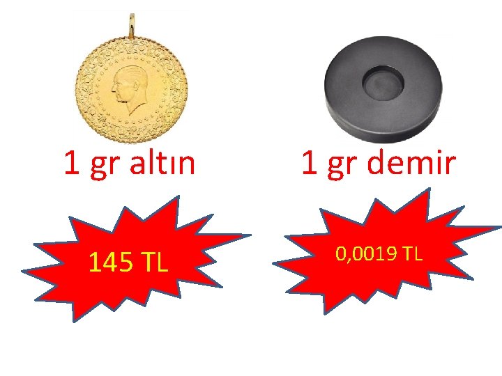 1 gr altın 1 gr demir 145 TL 0, 0019 TL 