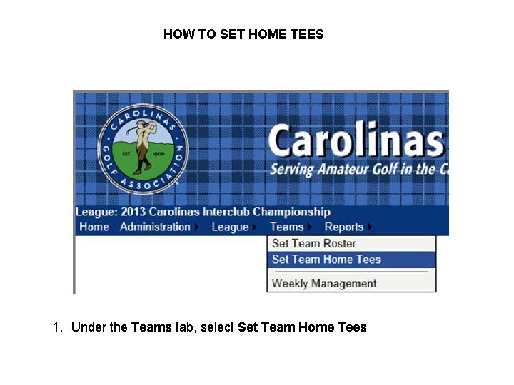 HOW TO SET HOME TEES 1. Under the Teams tab, select Set Team Home
