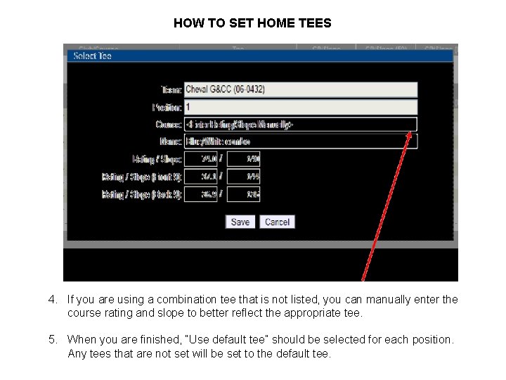 HOW TO SET HOME TEES 4. If you are using a combination tee that