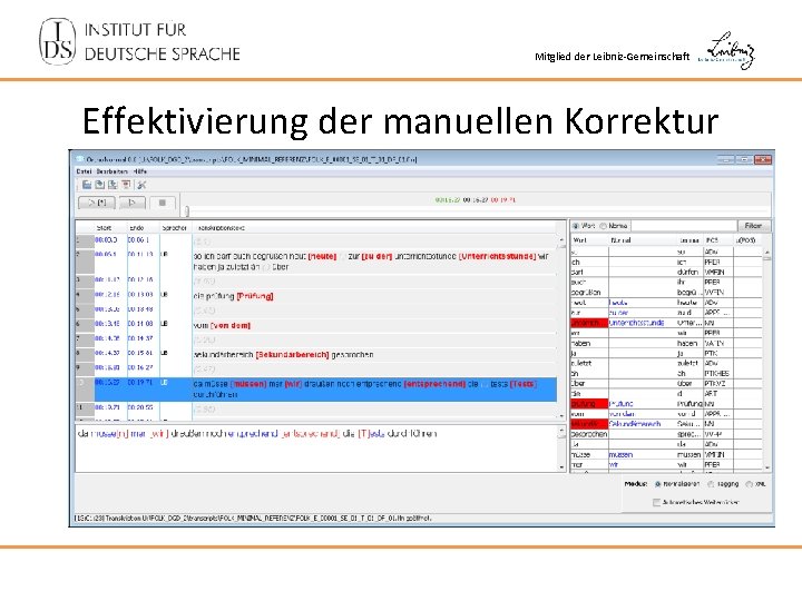 Mitglied der Leibniz-Gemeinschaft Effektivierung der manuellen Korrektur 